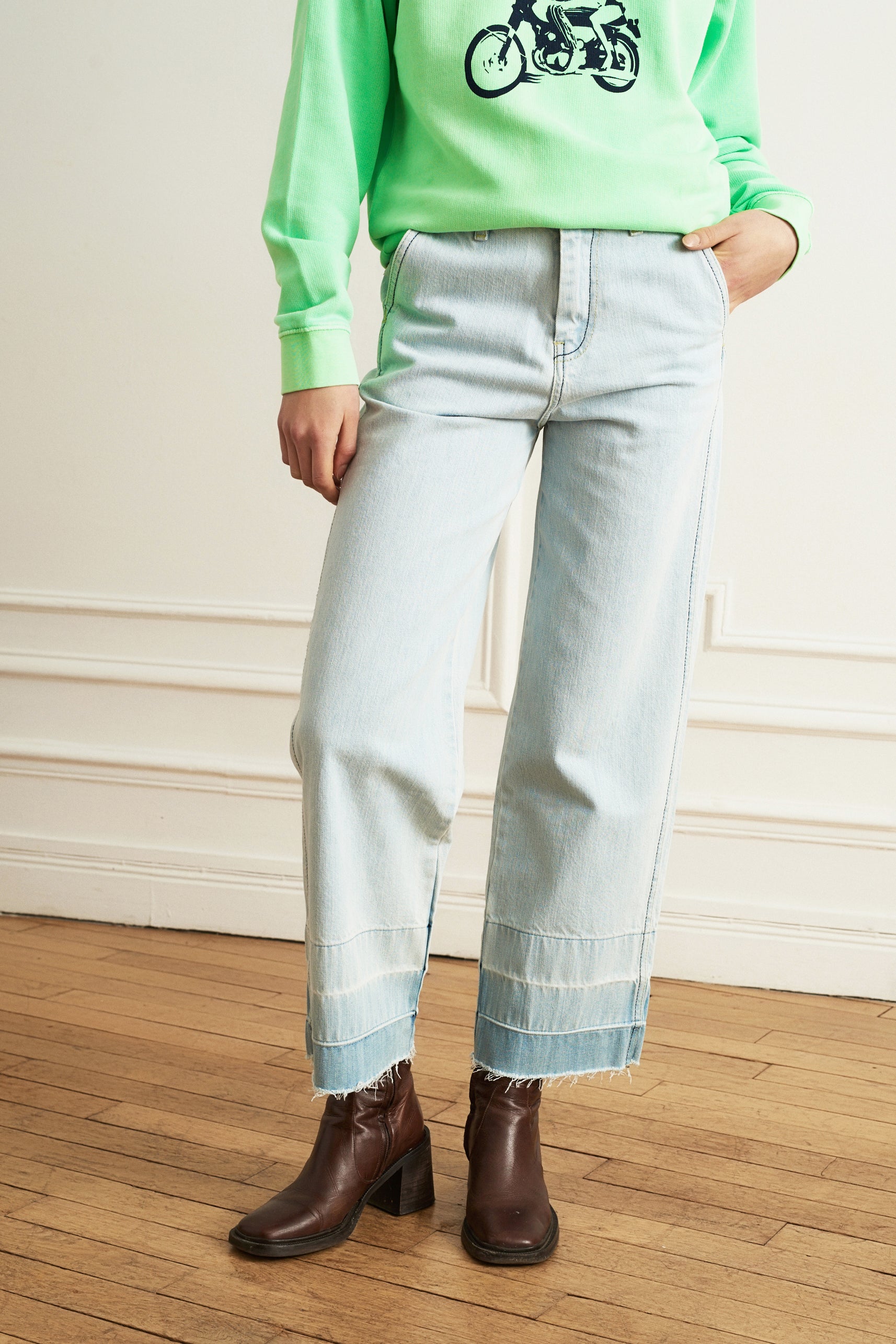 La Petite Française - Sweat Sécurisant vert fluo